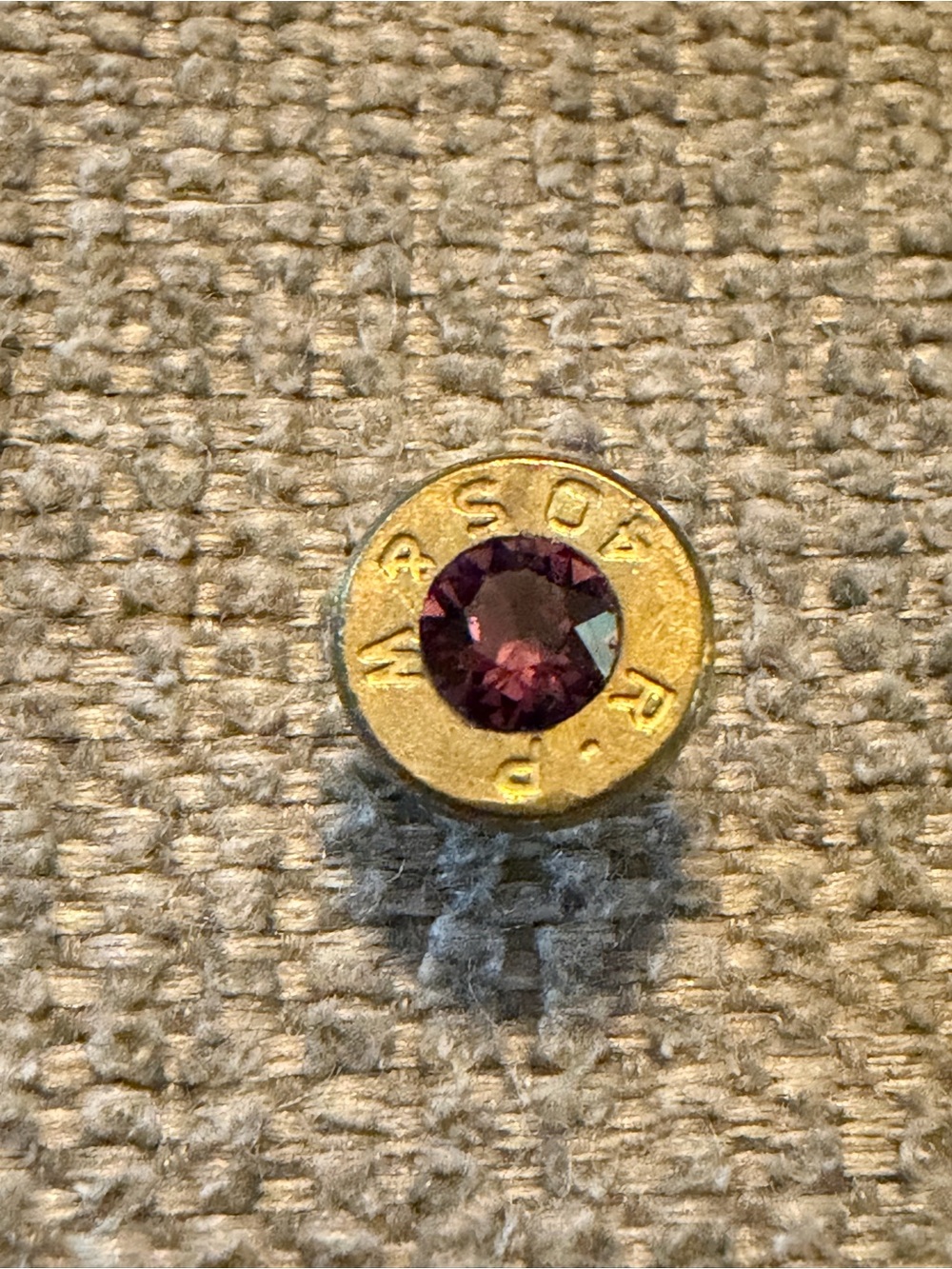 Bullet Slice Tie-Tack with Amethyst Swarovski crystal